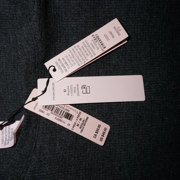 VICTORIA'S SECRET 2 pc MED joggers + top gray waffle weave lounge pajamas NWT - Picture 8 of 9